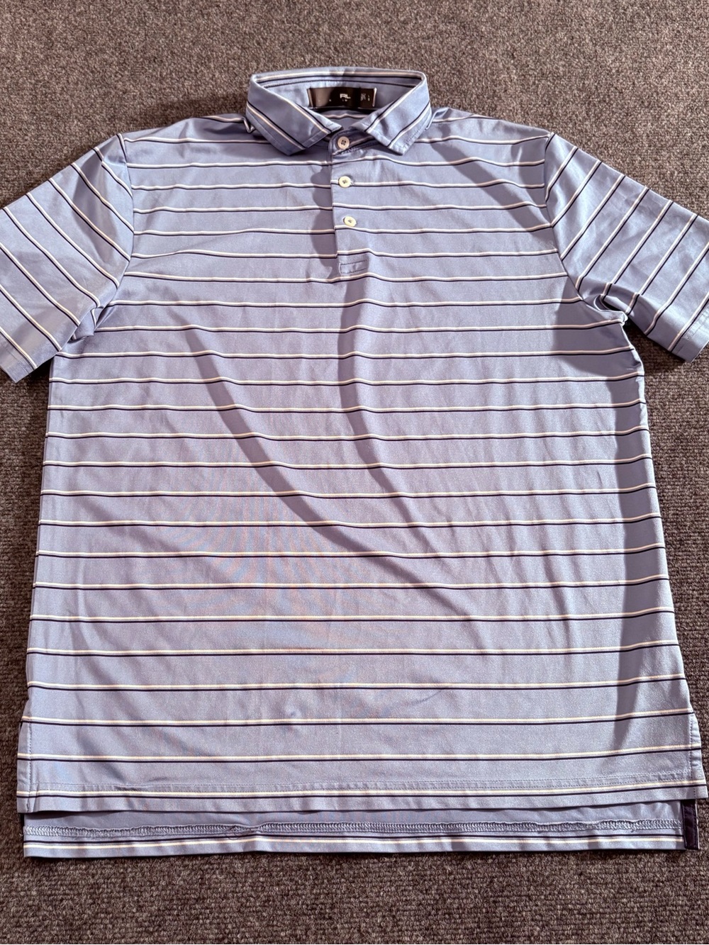 Ralph Lauren RLX Men’s Large Blue Striped Performance Golf Polo